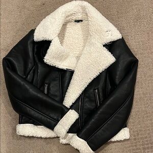 Black and White Shearling Women's Jacket